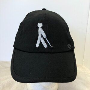 Black Golf Baseball Hat With Mesh Panels One Size Unisex